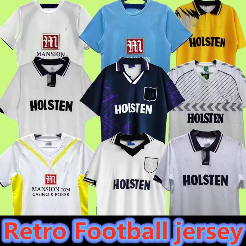 Tottenham Classic Vintage Centary 1990 1998 1991 1982 Retro Soccer Jerseys Klinsmann Gascoigne anderton Sheringham Ginola Bale Ferdinand 92 93 94 95 08 09 Modrid