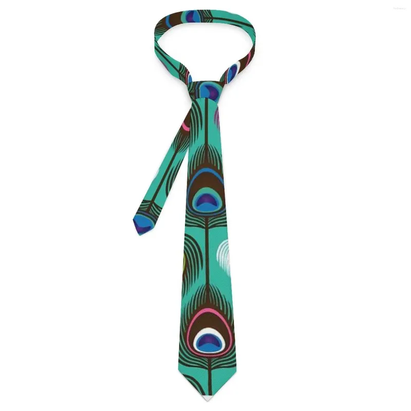 Fliegen Niedliche Pfauenfedern-Krawatte, bunter Aufdruck, tägliches Tragen, Hals für Erwachsene, Retro, trendige Krawatten-Accessoires, hochwertiger grafischer Kragen