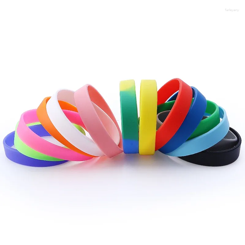 Charm Bracelets 150pcs/lot Silicone Wholesale Adult Kid Size Gift Plain Rubber Bands For Man Woman