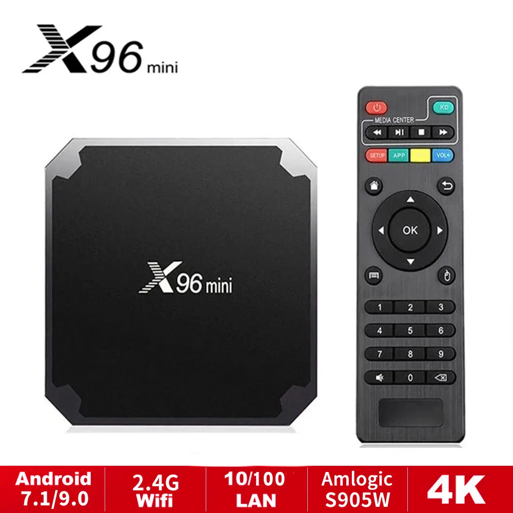 Smart TV Box X96 Mini Android 9.0 AmLogic S905W Quad Core com WiFi 2,4GHz 1G+8G/2+16G Player de mídia UE UK UK Au Plug