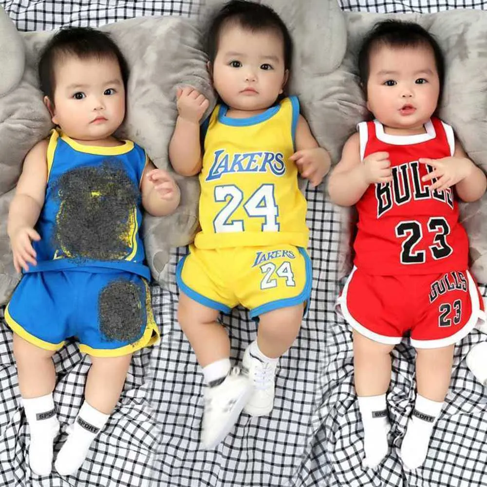 Kleidungssets Babykleidung, Kinder-Basketballanzug, Jungen und Mädchen, Performance-Tanktop für Kindergartenjungen, Jersey, reine Baumwolle