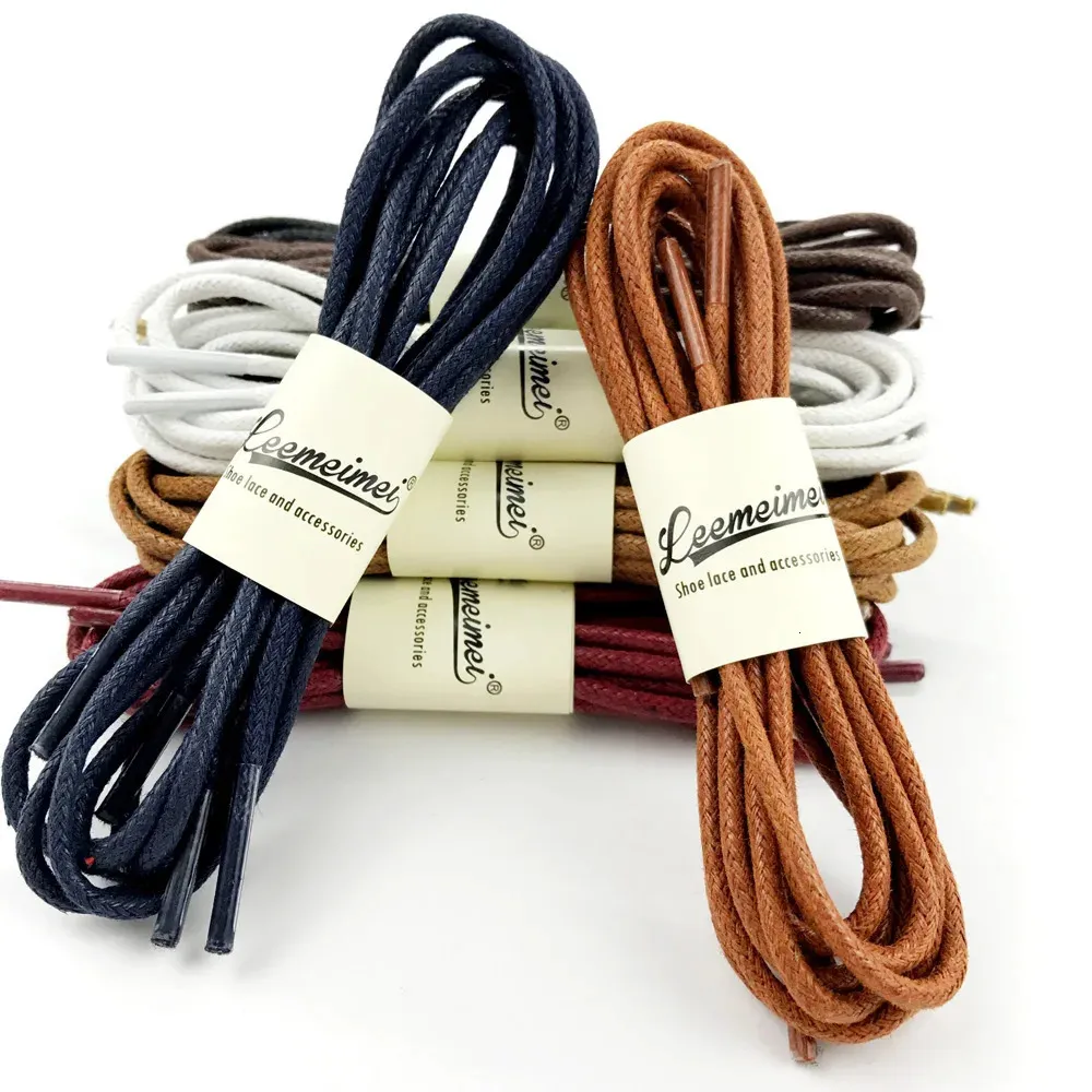 Shoe Parts Accessories Casual Cotton Shoelaces Waterproof Waxed Oxford Round laces Leather Shoestring Cord Ropes 60cm80cm100cm120cm140cm180cm 231124