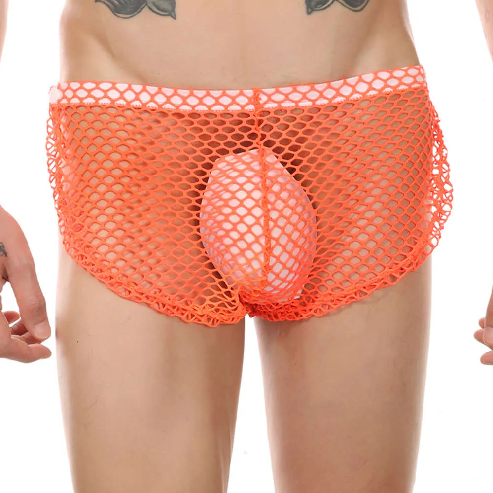 Men's See Through Fishnet G-String Tong Underwear Mesh Openwork Lingerie  Briefs