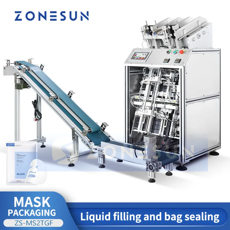 Zonesun Automatische gezichtsmasker PACKING Verticale vloeistofvullingzak Afdichtingsmachine Voetmasker Magnetische pomp Datum Coding ZS-MS2TGF