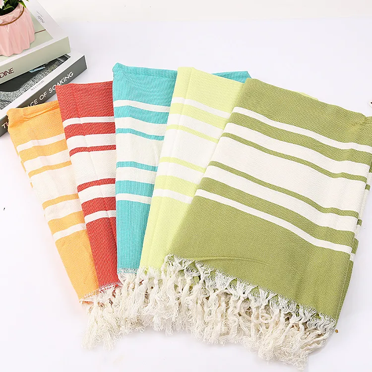 Tassel Blanket Fashion Stripe Blanket Colorful Beach Towel Outdoor Shawl Blanket Bedroom Bedding Blanket