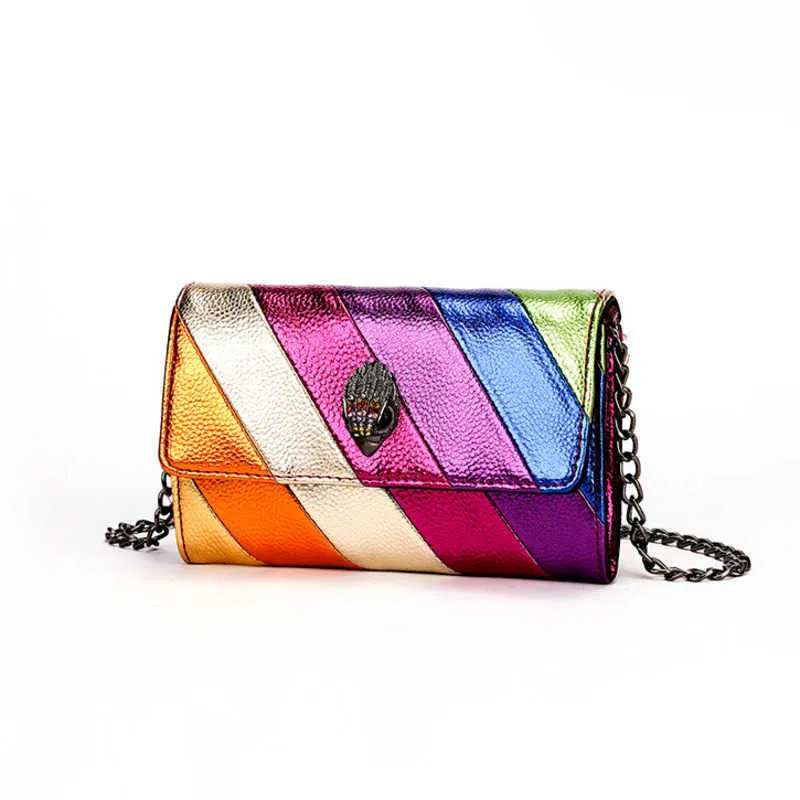 Kurt Geiger Umhängetasche Damen Kette Handtasche Designer Taschen Metall Eagle Head Umhängetasche Mini Tote Rainbow Splice MessengerBag