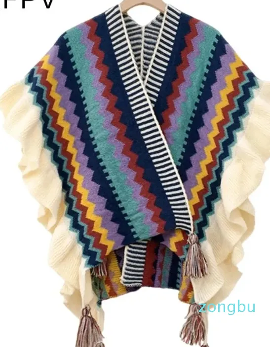 Szaliki XFPV Kobiet Dzenne ramię w stylu etnicznym w stylu zniszczonym szal Cloak Scarf Fashion Spring Spring Autumn