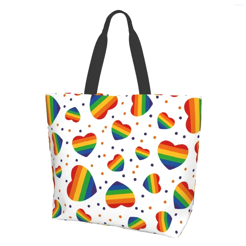 Sacs de courses Grand sac fourre-tout en forme de cœur Gay Pride - Sac à bandoulière élégant décontracté au quotidien pour le travail, la salle de sport, la plage, les voyages