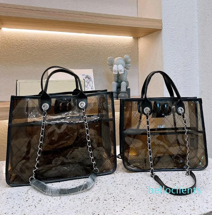 2024 Fashion Designer Jelly Beach Tote Bag: Classic Flower, Top Luxury,  Large Capacity, High Bag, Celebrity Party Transparent Package, Beige, Hot 