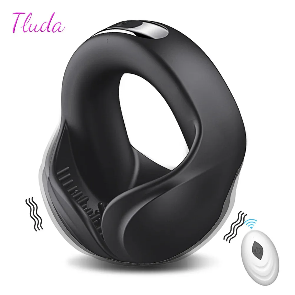 Cockrings Testicule Masseur Vibrateur Cockring Pénis Cock Ring pour Homme Retarder L'éjaculation Sex Toys Hommes Scrotum Stimulateur 231124