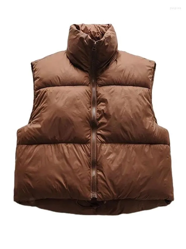 Damesvesten HWL Dames Winter Crop Vest Lichtgewicht Mouwloze Warm Outerwear Puffer Gedekte Gilet bijgesneden voor vrouwen