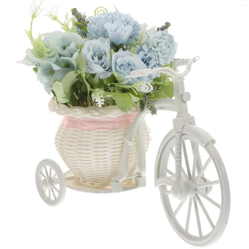 Decorative Flowers Bicycle Artificial Flower Decor Simulated Ornament Faux With Bike Basket