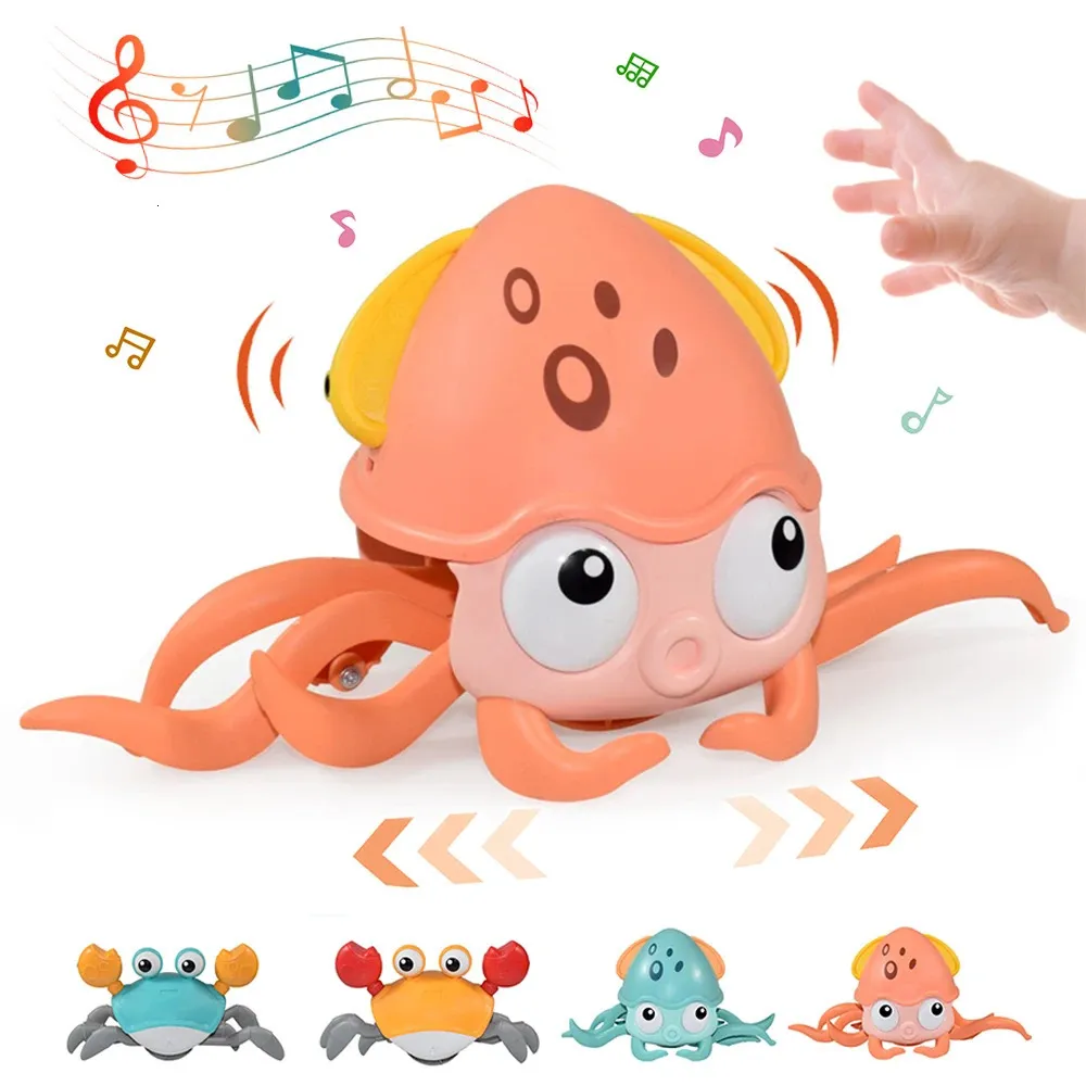 Électrique RC Animaux Enfants Induction Évasion Poulpe Crabe Ramper Jouet Bébé Électronique Animaux Jouets Musicaux Éducatifs Cadeau De Noël Enfant En Mouvement 231124