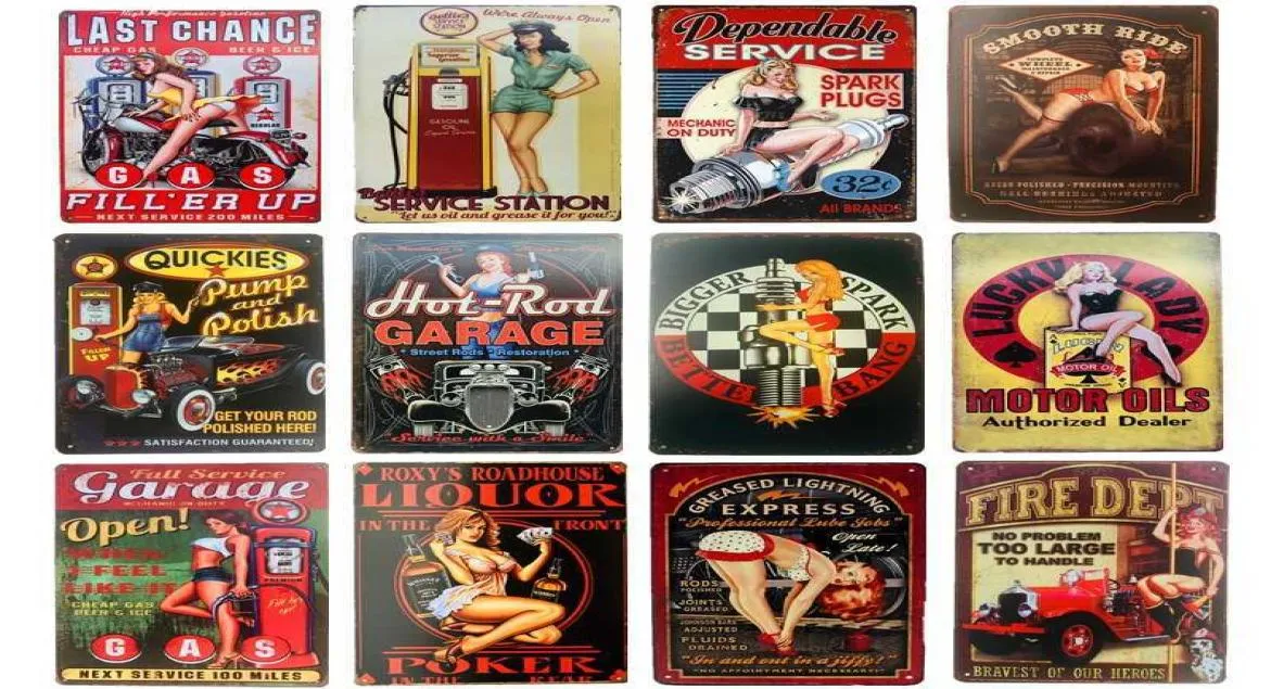 Pin Up Girl Metal Tin Signs Vintage Wall Art målning Bar Pub Cafe Shop Home Decor Sexig Lady Poster Plate Plaque5941962