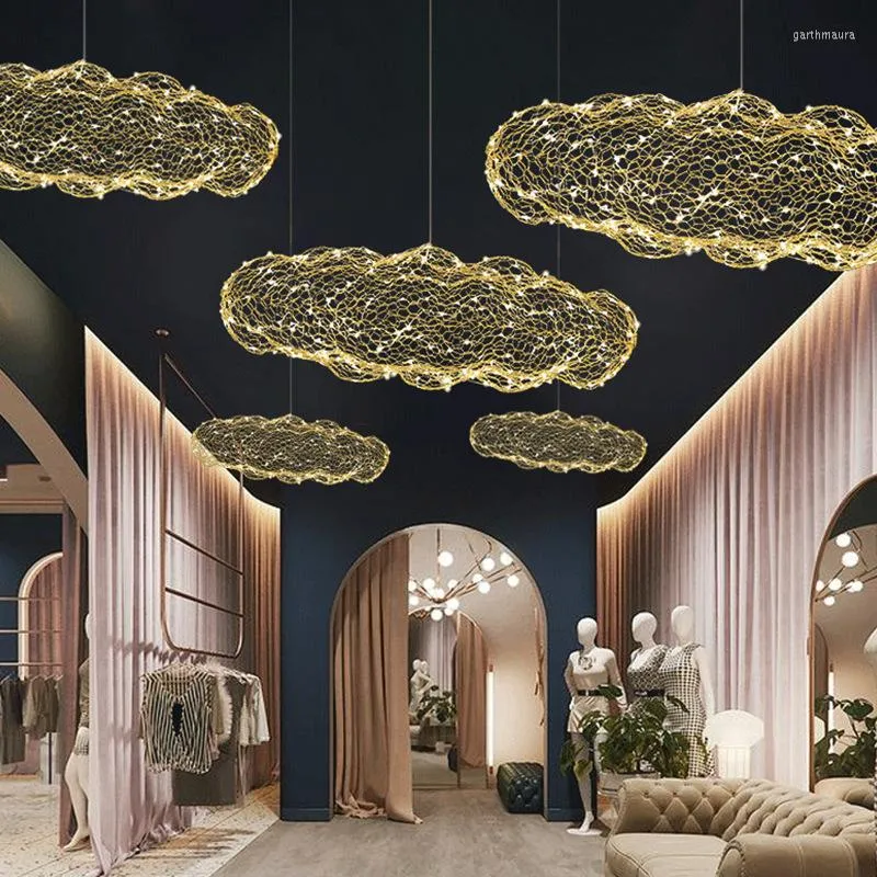 Lustres Italie Design Nuage Lustre Lumière Blanc Or Fer Applique Vêtements Boutique Café Gallary Nursery Room Restaurant Lampe Suspendue Décor