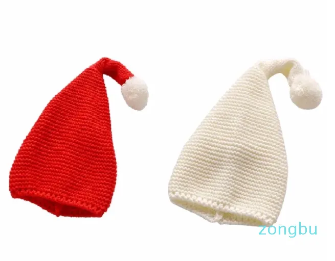 Berretti 2 pezzi cappelli lavorati a maglia di Natale bambini filato di lana cappello caldo autunnale di Babbo Natale con palla soffice a coda lunga per bambini
