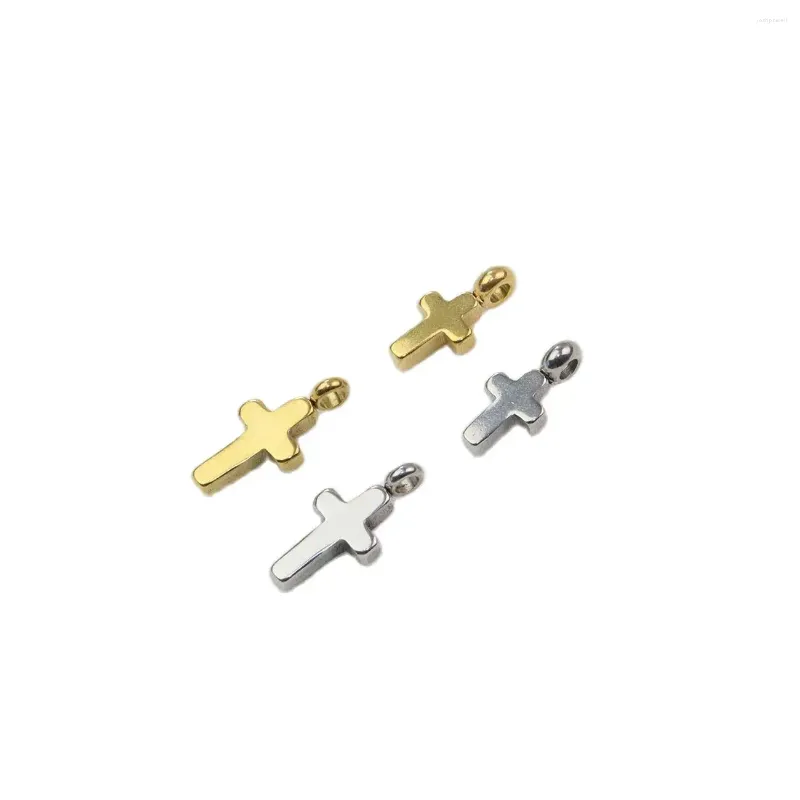 Charms 10pcs Stainless Steel Big Hole Cross DIY Fashion Necklace Bracelets Jewelry Making High Quality Vacuum Plated Waterproof