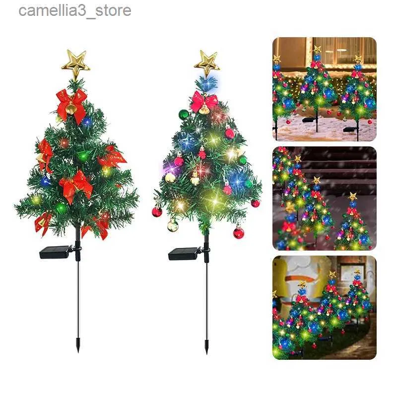 مصابيح العشب LED LED Solar Christmas Tree Lights Outdoor 4 Color Flighting 2 Modes Termative Lights Flugroof Lawn Garden Lamps New Q211125