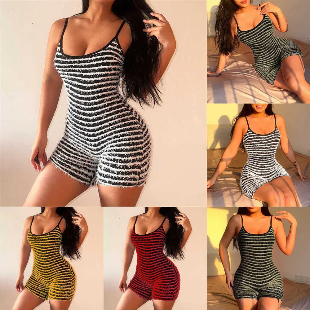 Sexig Suspender Jumpsuits for Women Chest Sling stripe midja Slim Spice Girl Hip Lifting Jumpsuit Shorts Pants Clubwear Bodycon amp Rompers Bodysuit