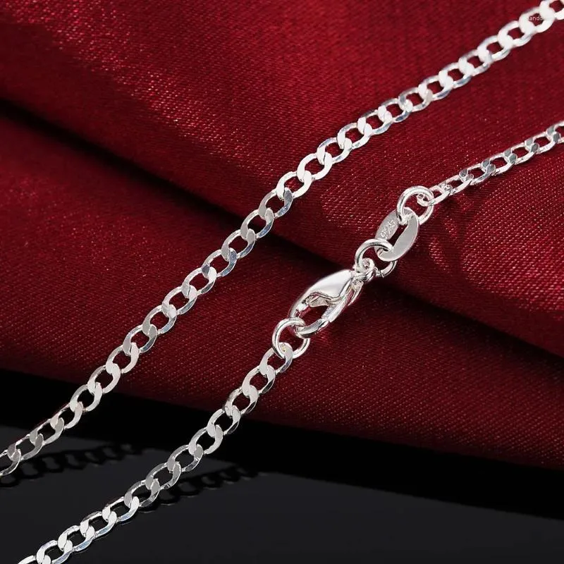 Chains 5pcs /LOT 925 Sterling Silver 16-30 Inch 2MM Flat Sideways Chain Necklace For Women Fashion Party Wedding Jewelry Gift