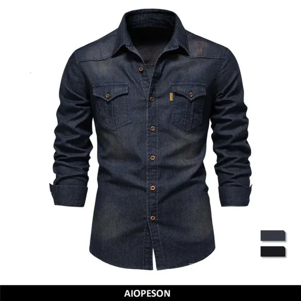 Für S Herren Qualität Männer Designer Casual Elastikärmel Lange Hemden Slim Herrenhemd Fit Denim Kleidung Cowboy Baumwolle Marke Deigner Elatic