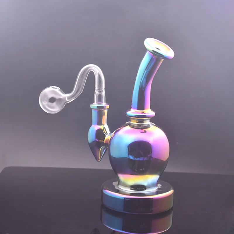 Pipa da fumo all'ingrosso Bubbler Nano Placcatura Bruciatore a nafta in vetro Bong 14mm Femmina Riciclatore a giunto Ashcatcher Bong con tubo per bruciatore a nafta in vetro maschio Più economico