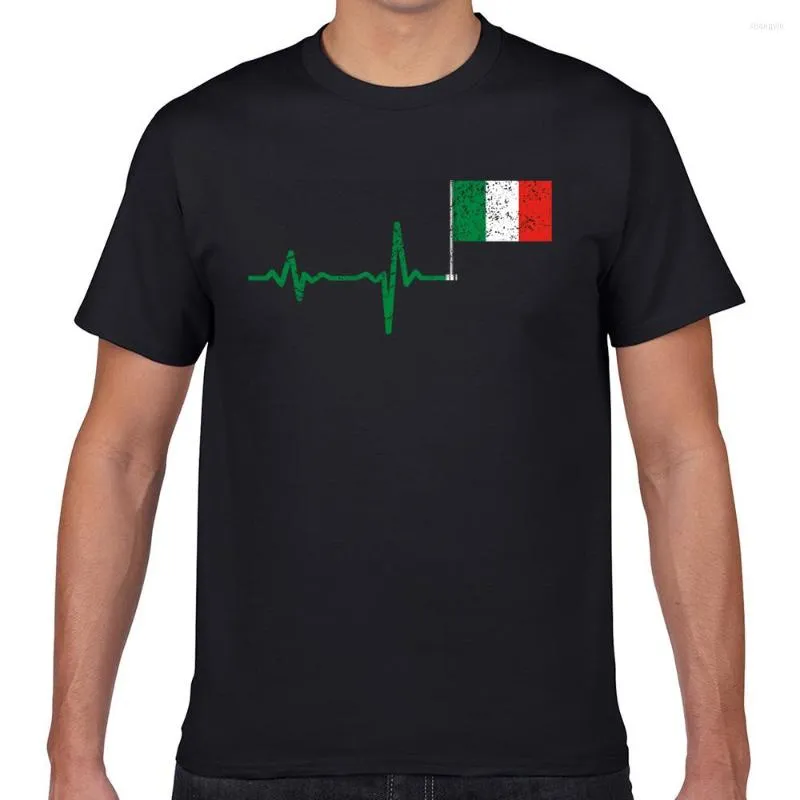 T-shirts pour hommes hauts chemise hommes battement de coeur italie drapeau décontracté noir Geek personnalisé homme t-shirt XXXL