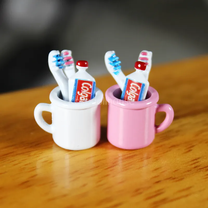 Doll Accessories 16 112 dollhouse miniature mini cup toothpaste toothbrush for ob11 blyth s pullip doll house furniture accessories toy 230424