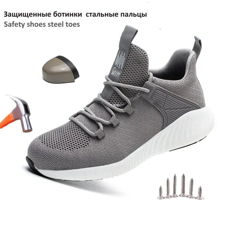 Bottes de travail chaussures de sécurité hommes noir pour baskets indestructibles casquette de protection en acier zapatos muje 231124