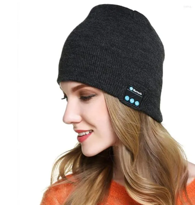 Winter BluetoothCompatible Earphone USB Rechargeable Music Headset Warm Knitting Beanie Hat Cap Wireless Sport Headphone1649234