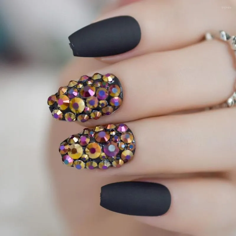 Black Coffin False Toe Nails Primark With Short Matte Input Rhinestones And  Colorful Crystal Diamonds For EchiQnail Art Decoration From Wuhuamaa,  $37.32