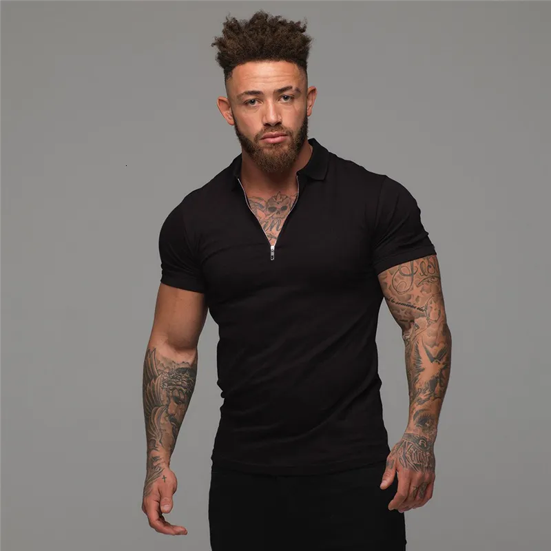 Męskie polo Muscleguys Man Fashion Shirt Casual Plain Kolor krótkiego rękawa Wysokiej jakości Slim Men Fitness Homme 230424