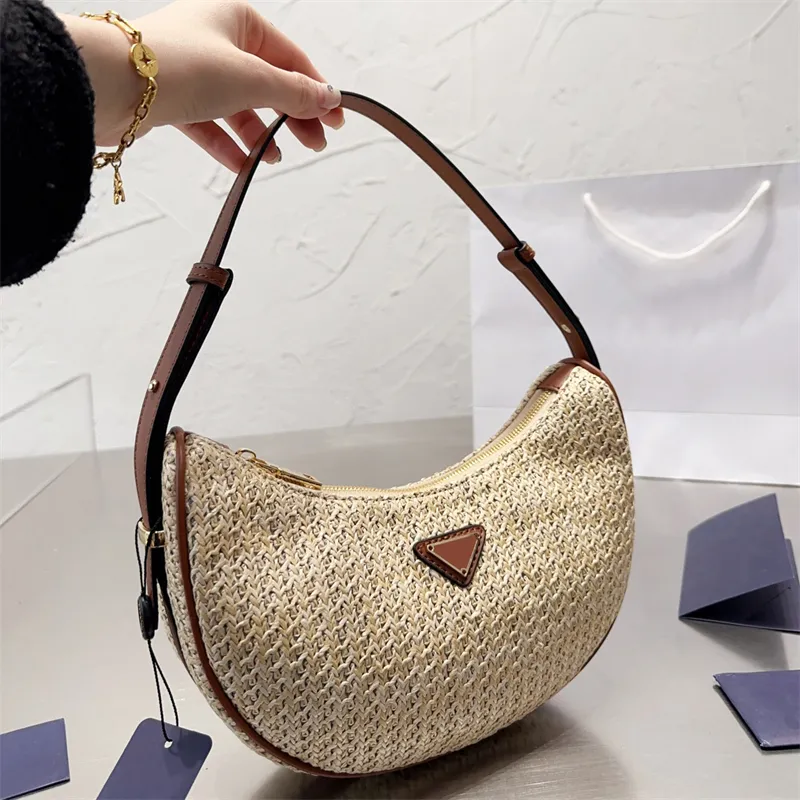 Luxe paille tissé sac à main pour femmes sac de plage 2023 nouveau 3color Zipper mode fourre-tout en cuir hommes sac à main sacs à bandoulière Designer Hobo sac