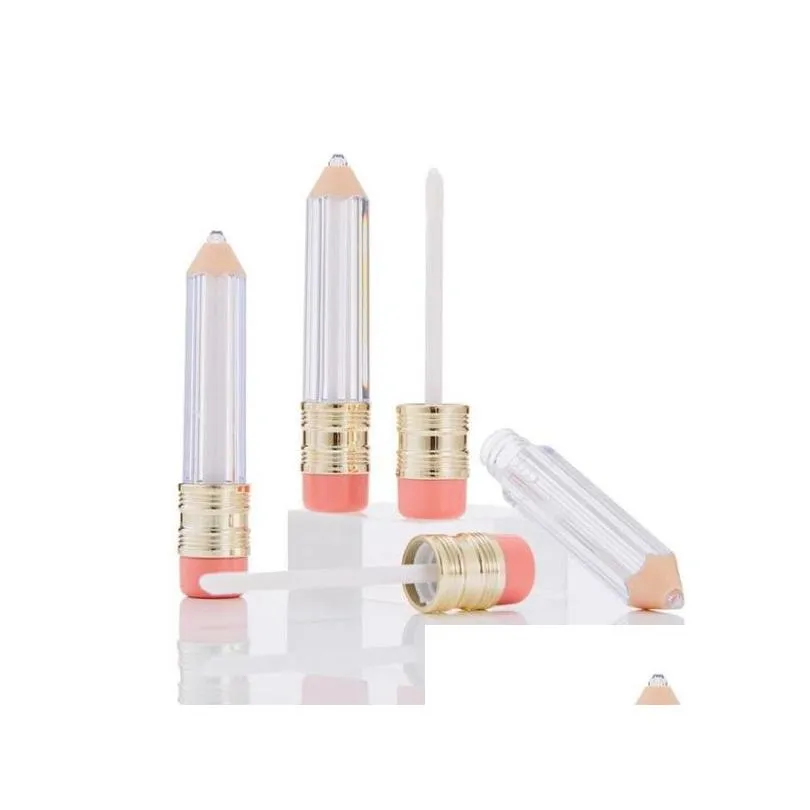 Packing Bottles Wholesale Pencil Shaped Clear Lip Gloss Tubes Plastic Empty Tube Balm Refillable Lipgloss Drop Delivery Office School Dh7Hr