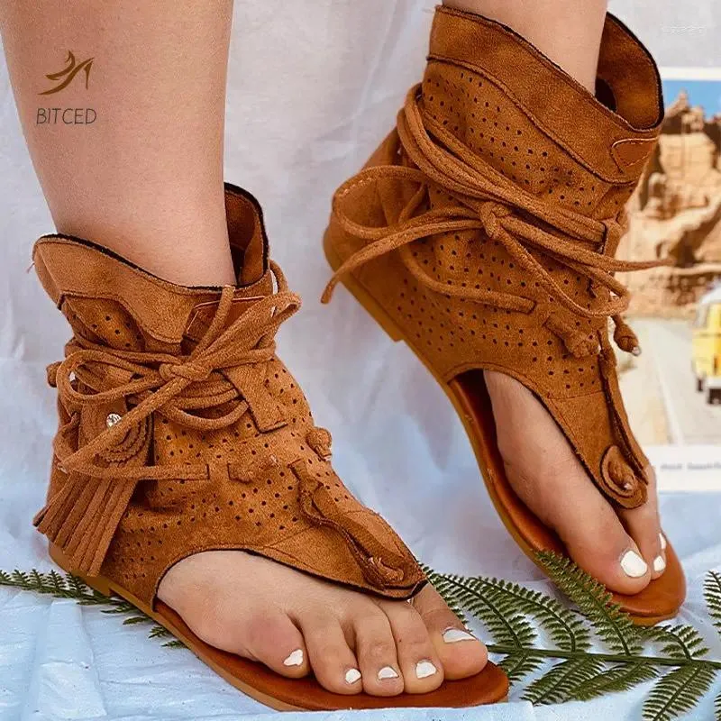 صندل نساء 2023 Retro Gladiator Ladies Clip Toe Britage Boots Casual Rome Rome Fashion Woman Woman Female