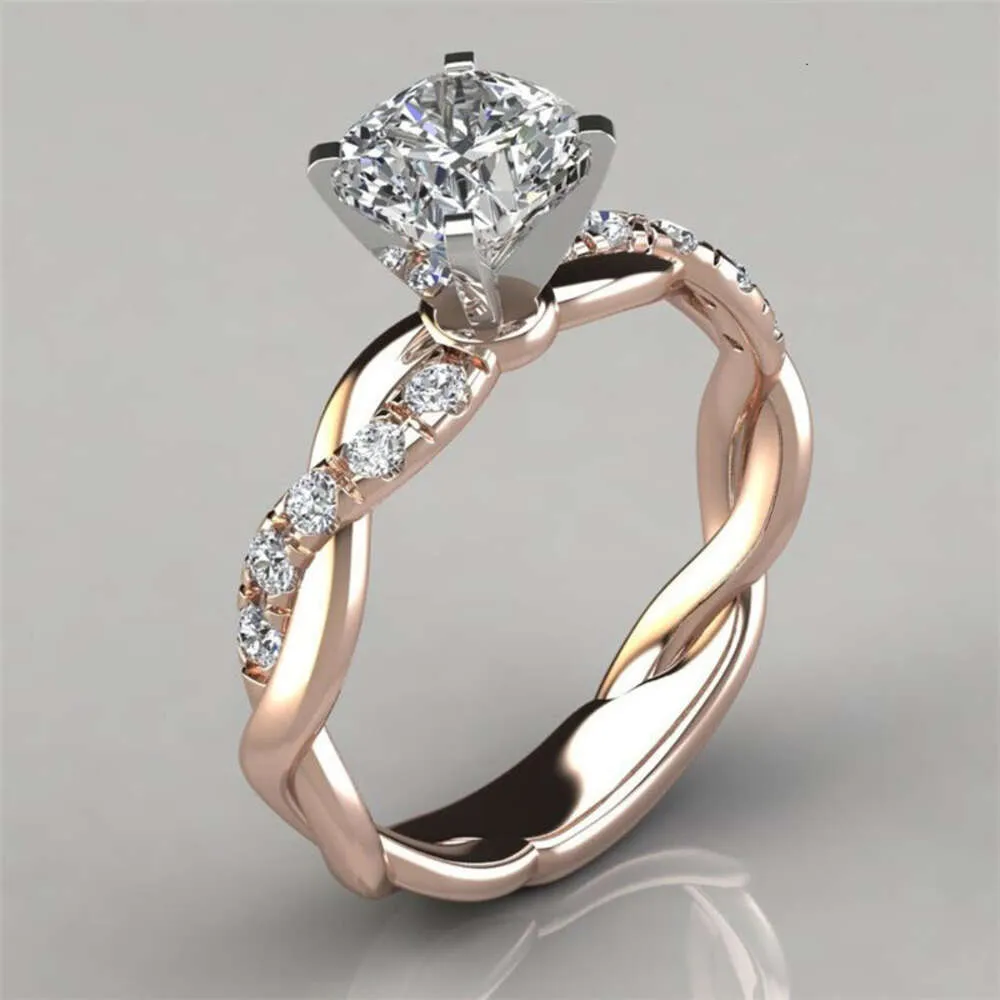 Anelli di diamanti principessa Sier CZ da sposa con nodo pieno placcato oro di vendita caldo per le donne