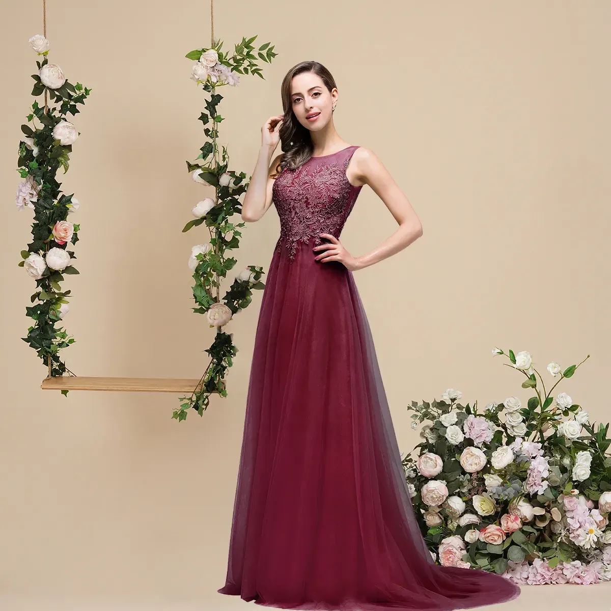 Ship In 12H Elegant Bury Bridesmaid Dresses Summer Chiffon A Line Long Wedding Guest Evening Prom Party Gowns Dress Cps383