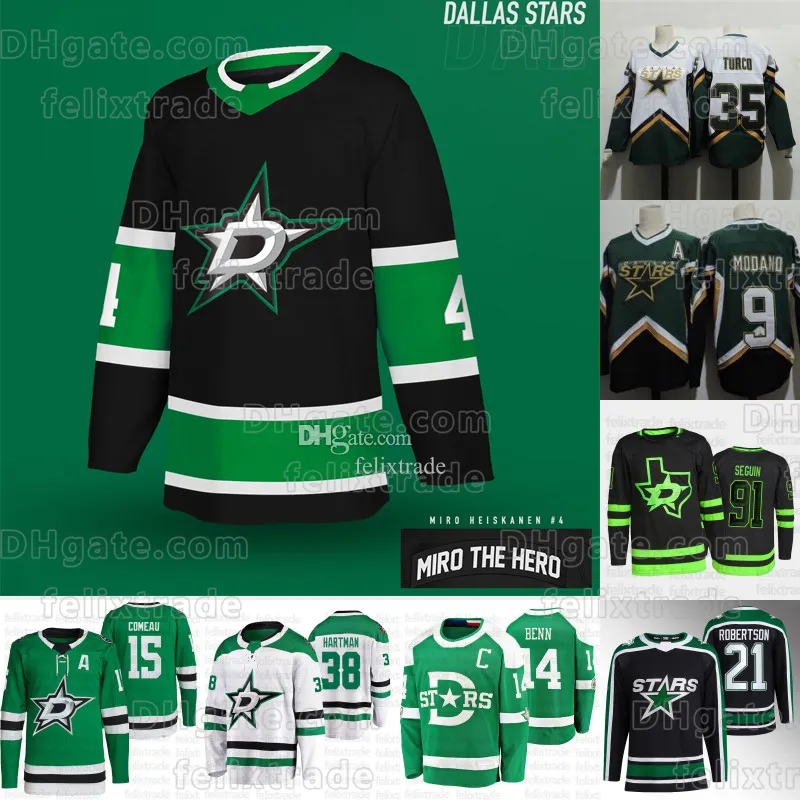 Herr Dallas 9 Mike Modano Stars 35 Marty Turco 2023 Stanley Cup Jersey Jason Robertson Vintage Brodery billig Stiched Reverse Retro Hockey Jersey Jamie Benn