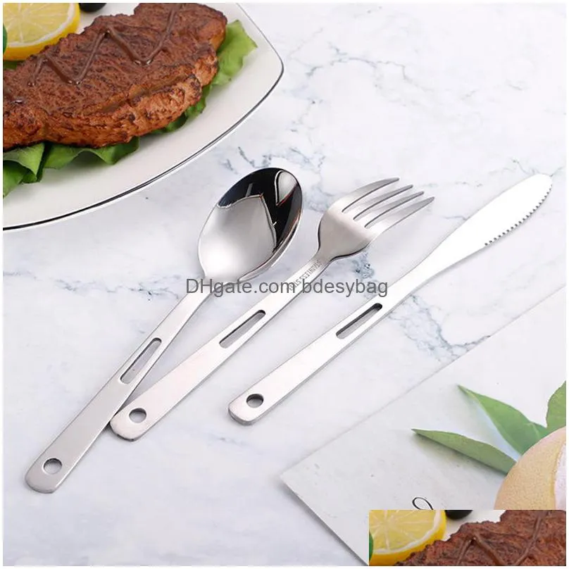 stainless steel spoon fork knife set camping tableware ultralight travel tourist outdoor cookware wholesale lx4921