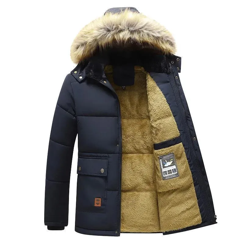 Mens Down Parkas 2023 Men Winter Parka Fleece Lined Thick Warm