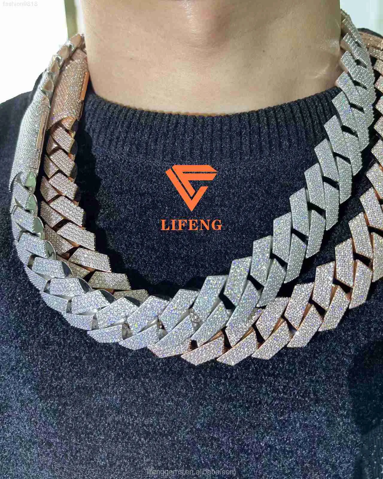 Pass Diamond Test Vvs Moissanite 20mm Wide Solid Silver Cuban Chain Men s Hip Hop Jewelry Necklace Pop