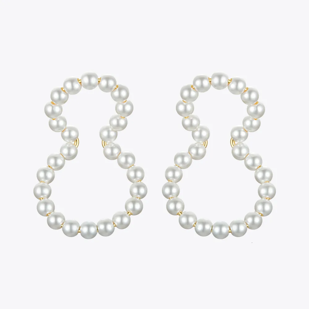 Polsino dell'orecchio ENFASHION Perla Linea curva Polsino dell'orecchio Clip su orecchini per le donne Colore oro Grandi orecchini Earcuff senza gioielli penetranti E191136 230425