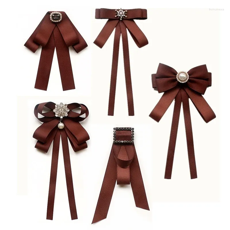 Bow Ties Men's Fashion Polyester Ribbon Tie Brown Casual Necktie For Business Daily Wear Unique Wedding Party Decoration Accessories Gift