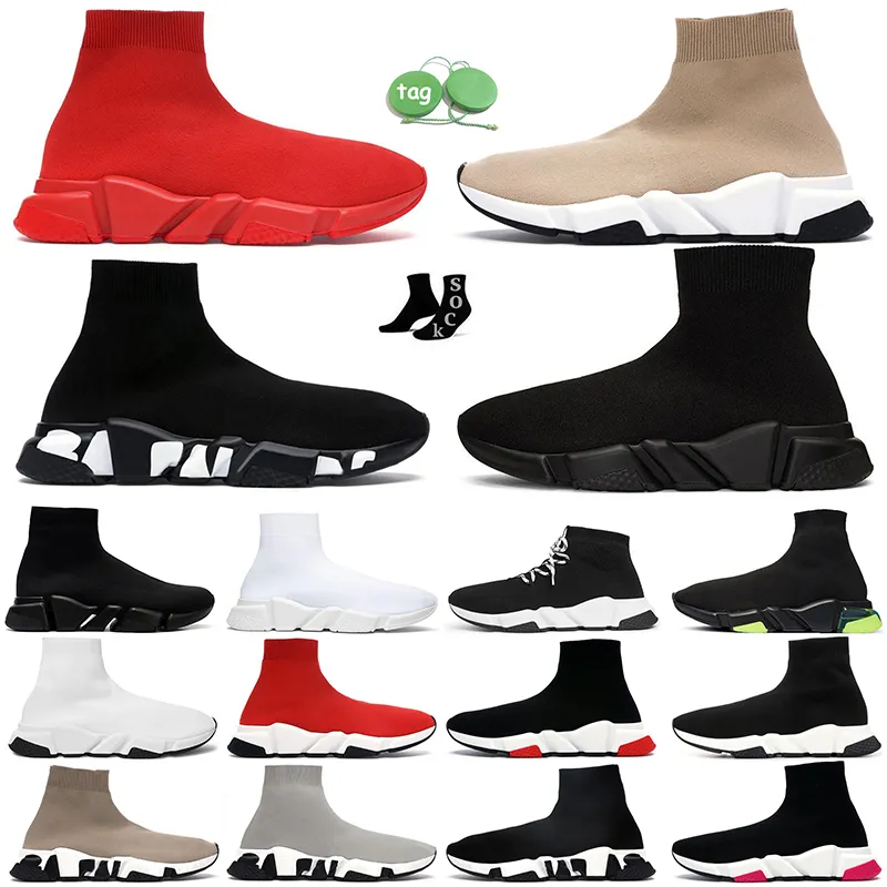 Luxury Designer Sock Trainers Shoes Women Mens Speed Trainer Black White Red Graffiti Fashion Speeds 2.0 Clear Sole Socks Designers Runners Platform Loafer Sneakers