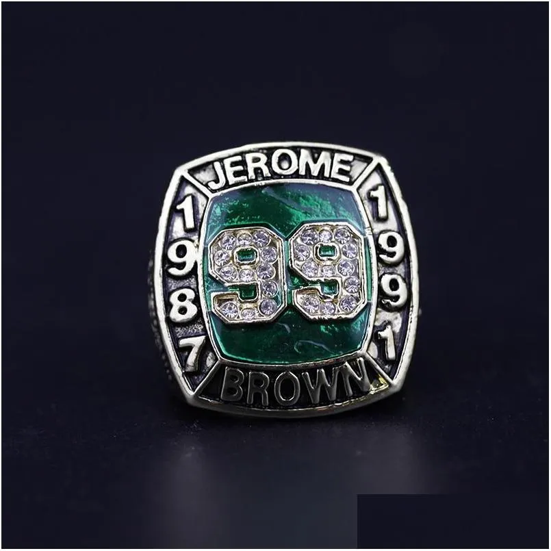 Anéis de cluster Hall of Fame Jerome Brown 99 American Football Team Champions Championship Ring com caixa de madeira Set Souvenir Fan Men Gif Dh2V3