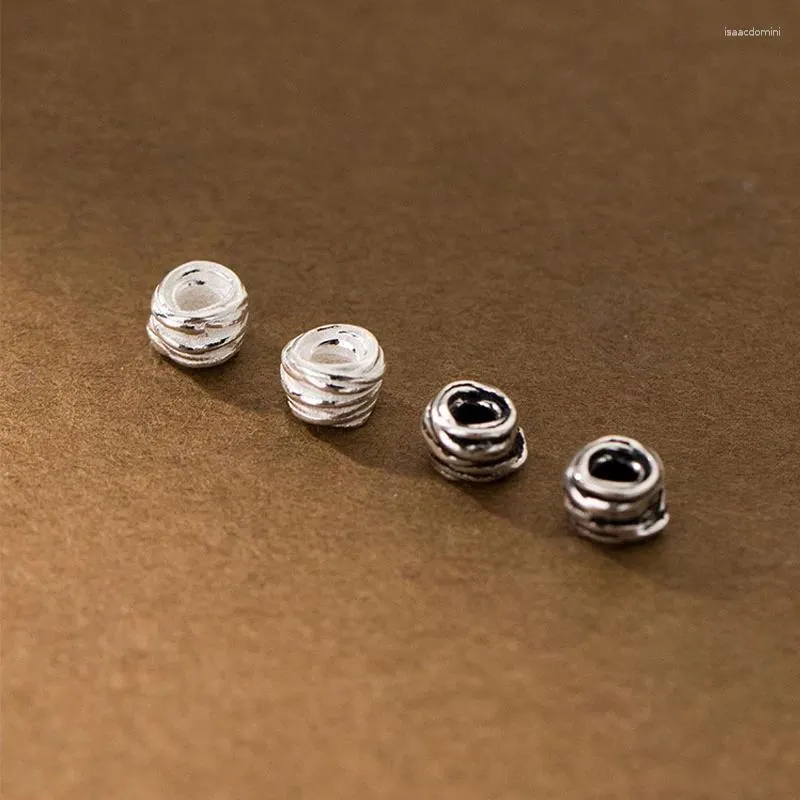 Lösa ädelstenar 1pc/parti 925 Sterling Silver Funky Twine Ball Beads 6x5mm DIY Hantverk smycken för armband Nekclace -tillbehör