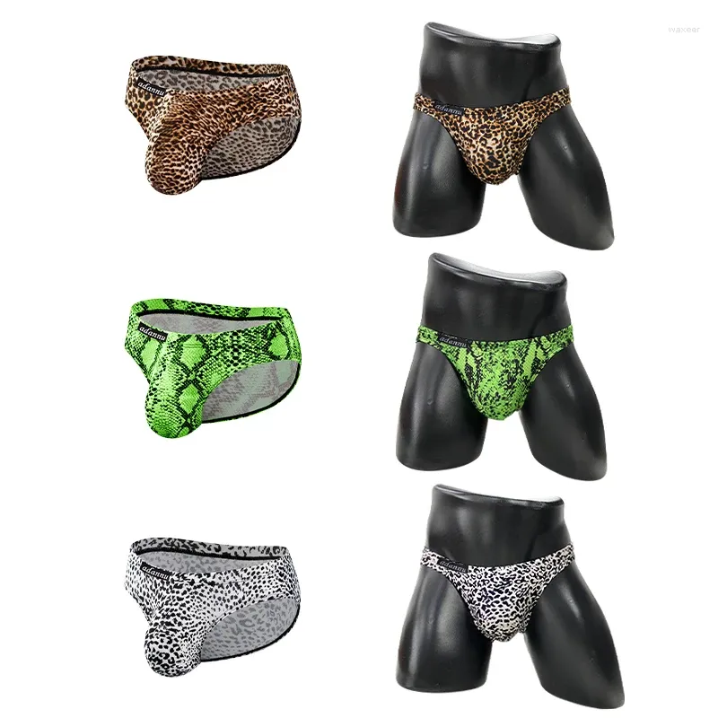 Underbyxor adannu herr underkläder andningsbara leopard trosor sexig gay jockstrap bikini korta shorts för män manliga trosor ad744