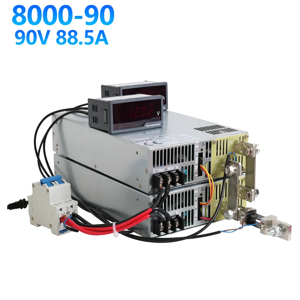 Hongpoe 8000W 90V Fuente de alimentación 0-90V Potencia ajustable 90VDC AC-DC 0-5V Control de señal analógica SE-8000-90 Transformador de potencia 90V 88.5A 110VAC/220VAC/380VAC INPUT