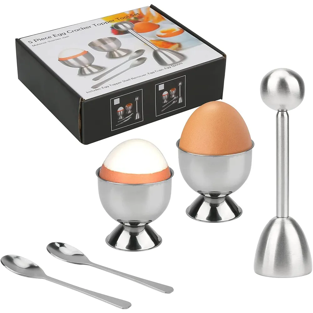 Egg Tools LMETJMA Cracker Topper Set Edelstahl weich hart gekocht s Separator Halter mit Löffel Küche KC1013 230425