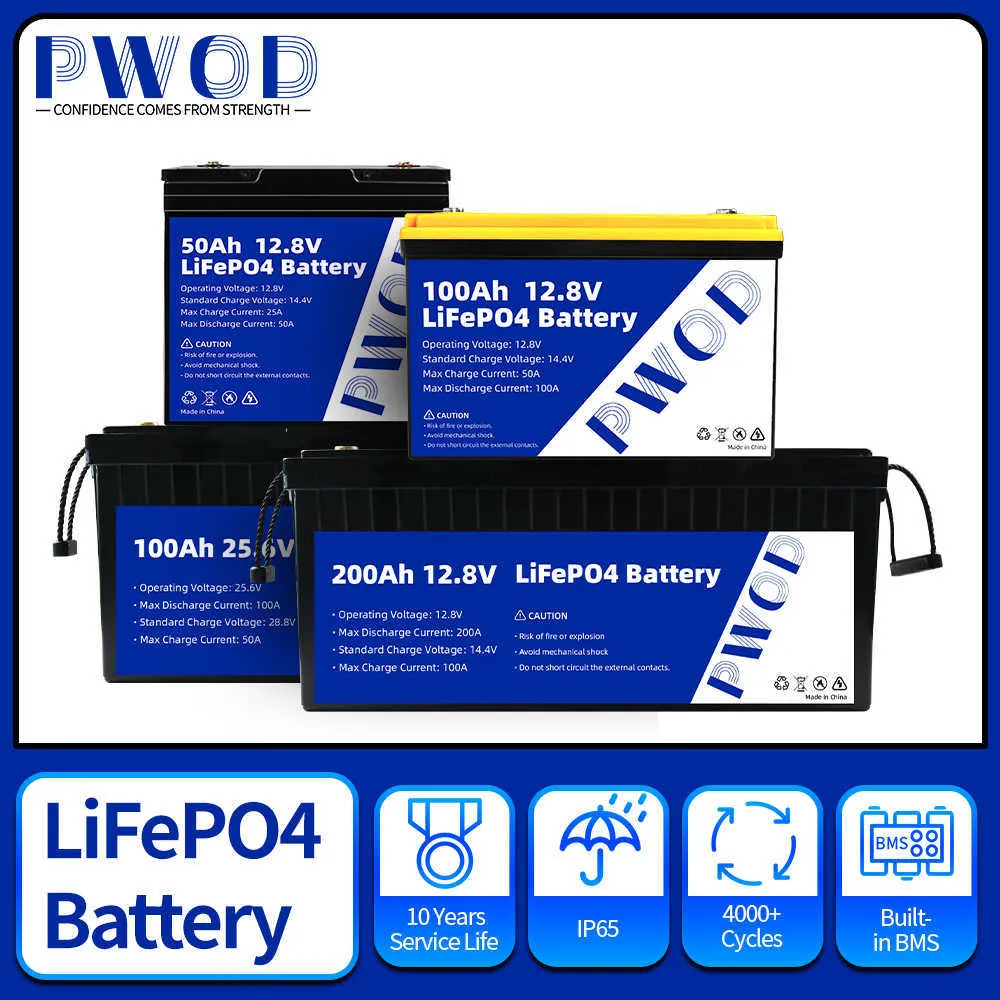 12V LiFePo4 Batterie Bulit-in BMS Nagelneu 50AH 100Ah 200AH Lithium-Eisen-Phosphat-Akku für Kinderroller Boot EV